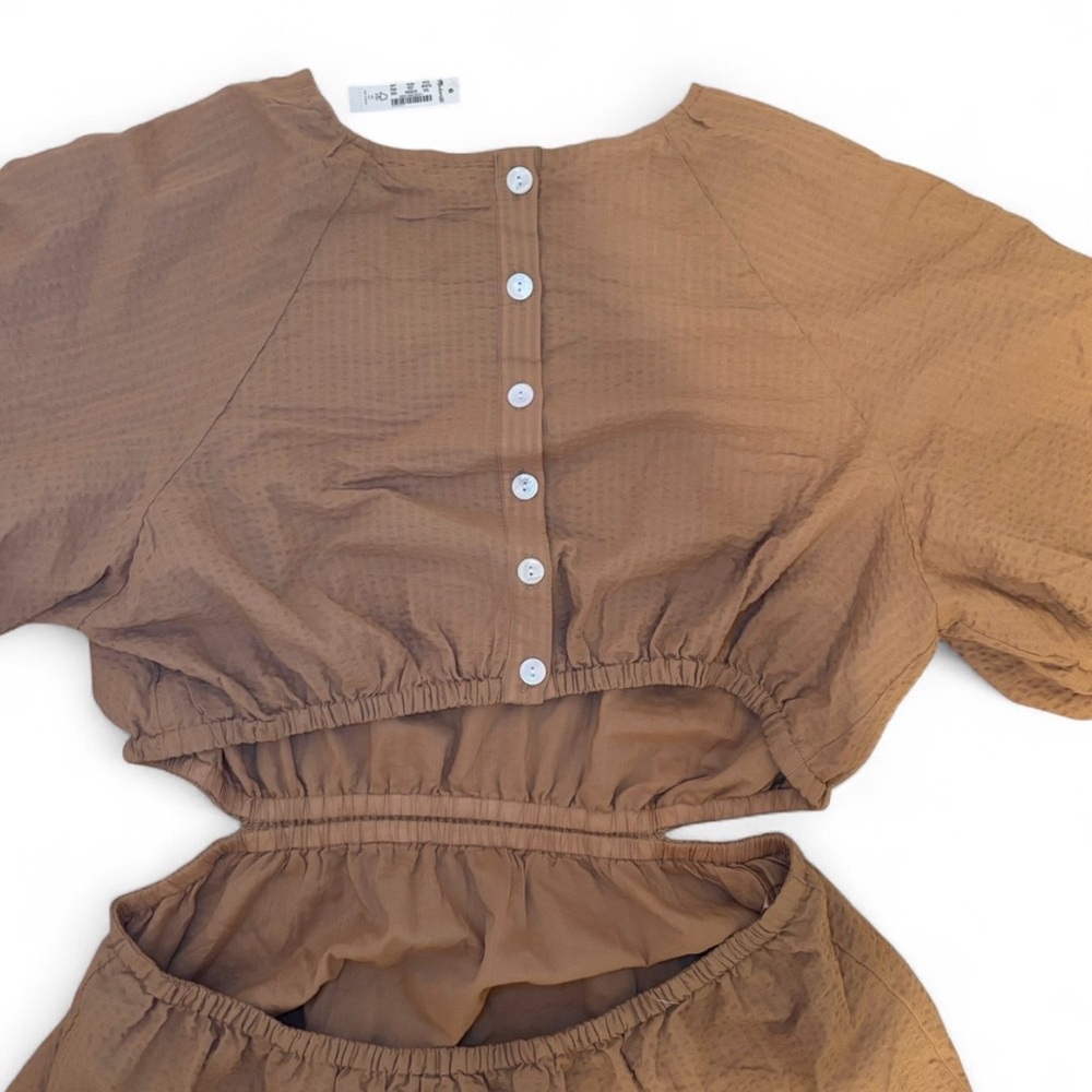 NWT Madewell Seersucker Puff-Sleeve Cutout Mini Dress XXL - Picture 9 of 10